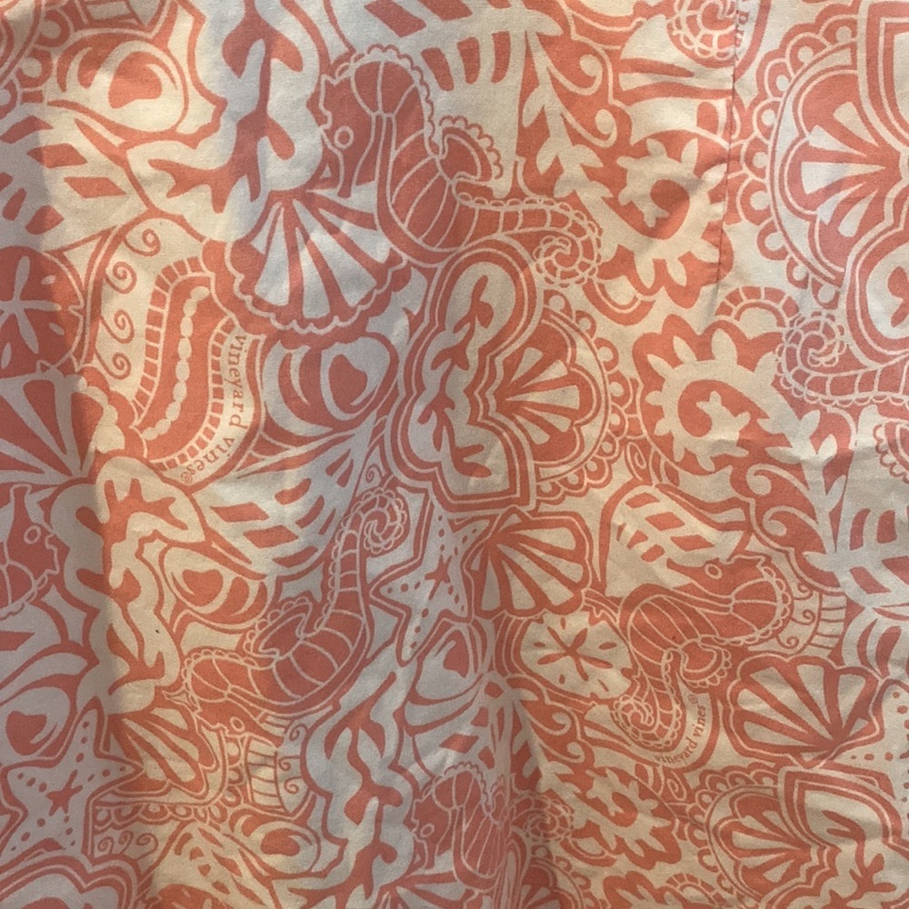 Vineyard Vines Coral/Pink & White Seashore Dress w/ embroidered detailing Girl 8 - Picture 6 of 6